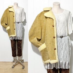 SOLD | 80s does 70s Lace Fringe Sheer Short Sleeve Oversized Top